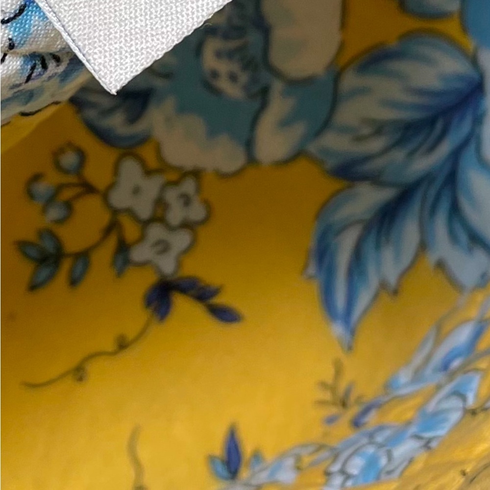 Vintage Quilted Keepers yellow & blue floral fabric tote cottage French Country - Picture 11 of 12